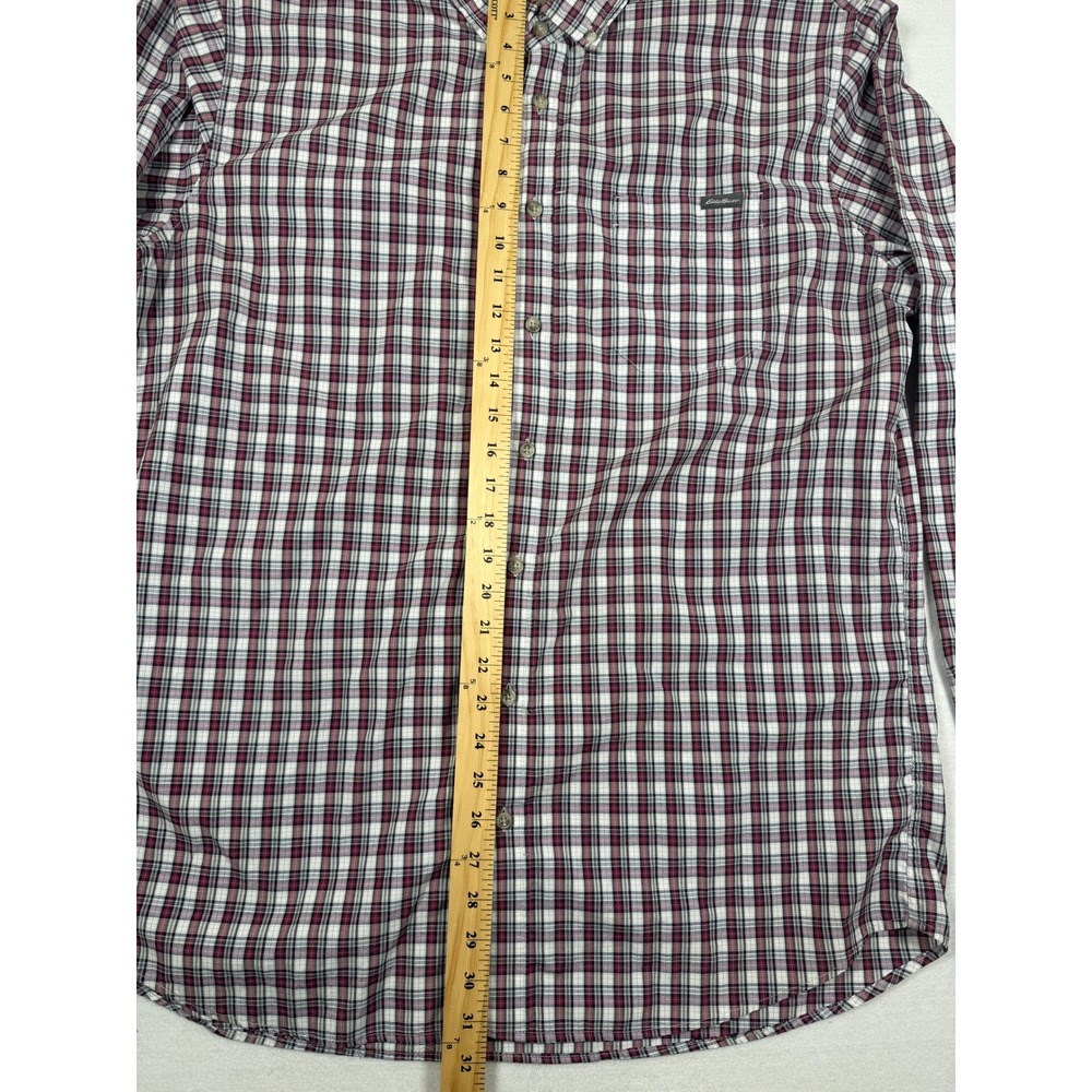 Eddie Bauer Mens XL Tall Classic Fit Plaid Button Down Shirt Red White Navy - Picture 7 of 11